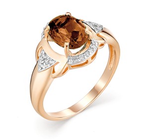Золотое кольцо с раух-топазом