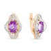 Золотые cерьги классические с аметистом