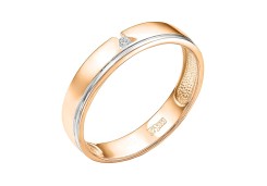 Золотое обручальное кольцо с фианитом