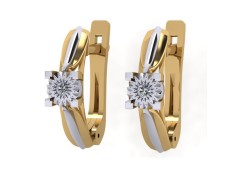 Золотые cерьги с бриллиантом