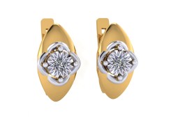 Золотые cерьги классические с бриллиантом