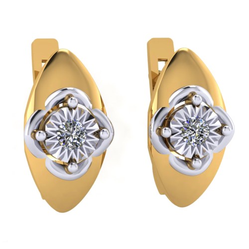 Золотые cерьги классические с бриллиантом