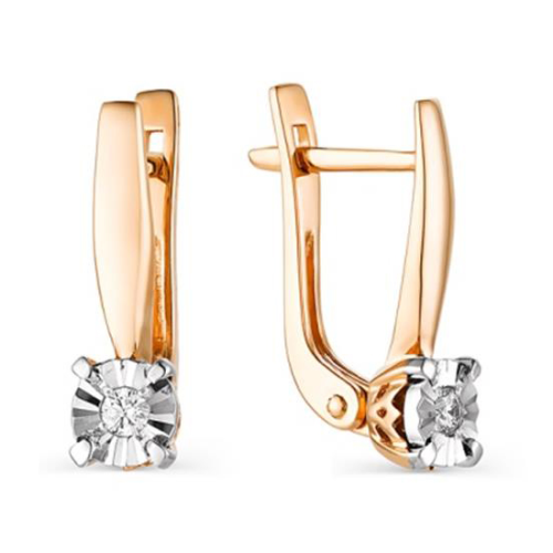 Золотые cерьги с бриллиантом