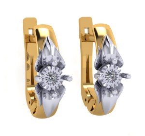 Золотые cерьги с бриллиантом