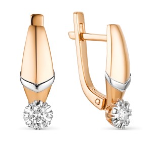 Золотые cерьги с бриллиантом