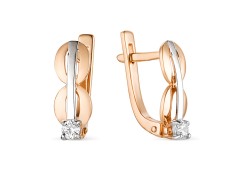Золотые cерьги классические с бриллиантом