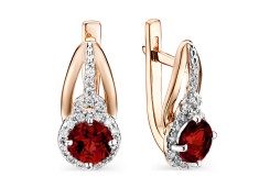 Золотые cерьги с гранатом