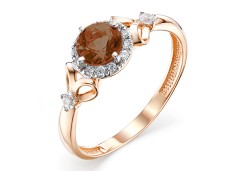 Золотое кольцо с раух-топазом