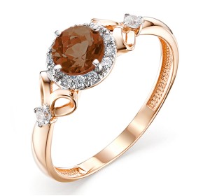 Золотое кольцо с раух-топазом