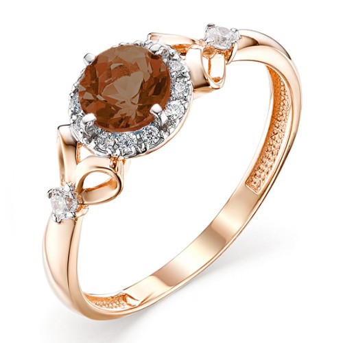 Золотое кольцо с раух-топазом