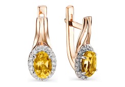 Золотые cерьги с цитрином