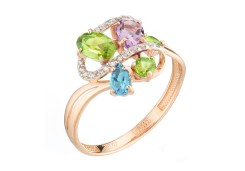 Золотое кольцо с полудрагоценными камнями