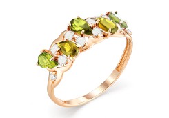 Золотое кольцо с полудрагоценными камнями