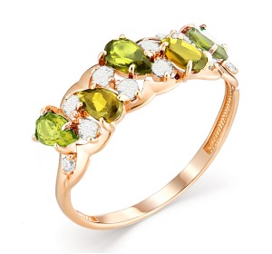 Золотое кольцо с полудрагоценными камнями