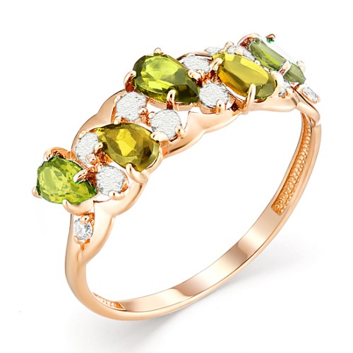 Золотое кольцо с полудрагоценными камнями