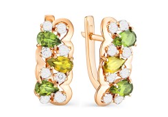 Золотые cерьги классические с полудрагоценными камнями
