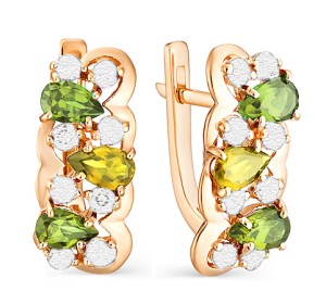 Золотые cерьги классические с полудрагоценными камнями