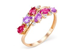 Золотое кольцо с полудрагоценными камнями