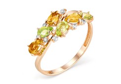 Золотое кольцо с полудрагоценными камнями