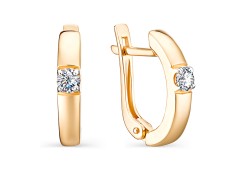 Золотые cерьги с фианитом