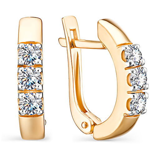 Золотые cерьги с фианитом