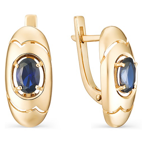 Золотые cерьги с сапфиром