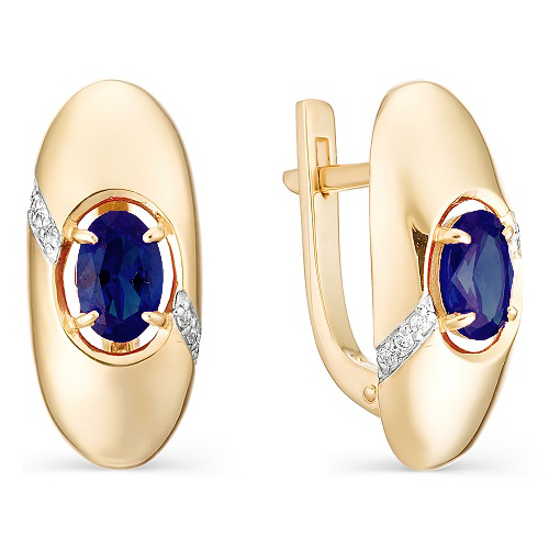 Золотые cерьги с сапфиром