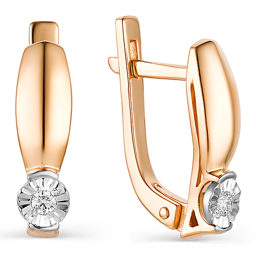 Золотые cерьги с бриллиантом