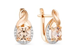 Золотые cерьги классические с фианитом