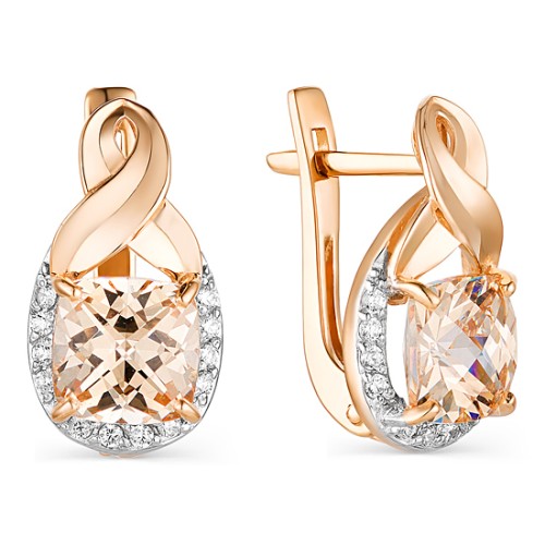 Золотые cерьги классические с фианитом