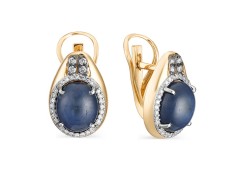 Золотые cерьги с сапфиром