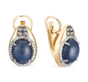 Золотые cерьги с сапфиром