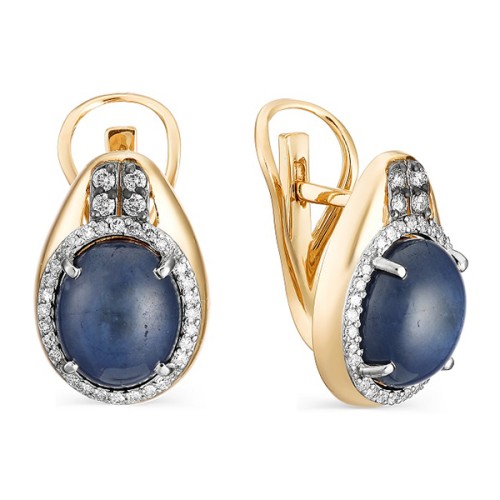 Золотые cерьги с сапфиром