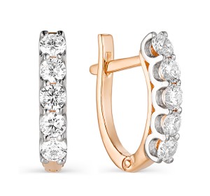 Золотые cерьги с фианитом