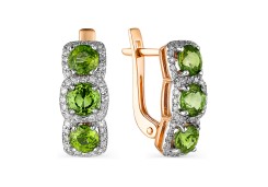 Золотые cерьги с хризолитом