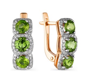 Золотые cерьги с хризолитом