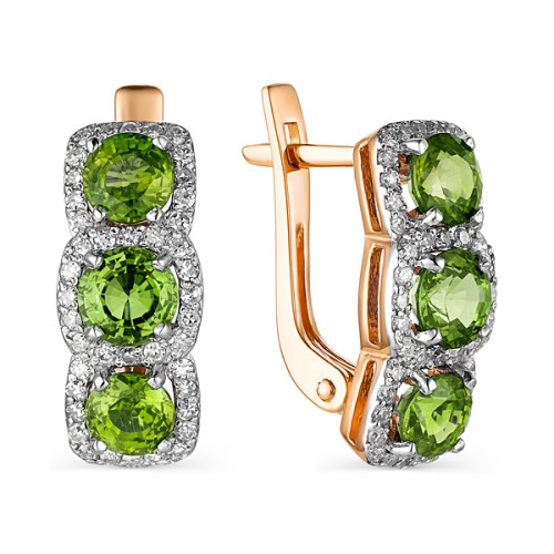 Золотые cерьги с хризолитом