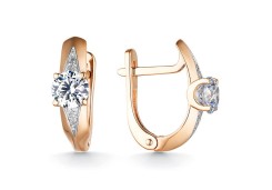 Серьги из красного золота 585 пробы с кристаллом Сваровски