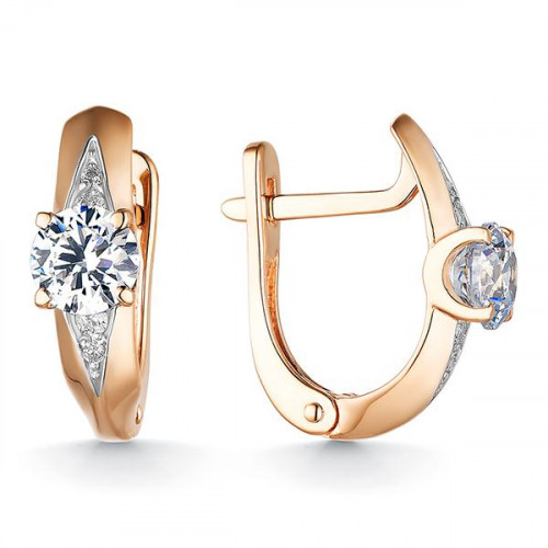 Золотые cерьги с фианитом