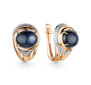 Золотые cерьги с сапфиром