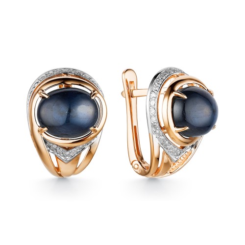 Золотые cерьги с сапфиром