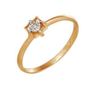 Золотое кольцо с бриллиантом