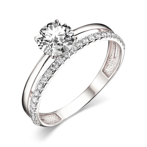 Кольцо из белого золота с фианитом