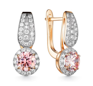 Золотые cерьги классические с фианитом