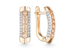 Золотые cерьги с фианитом