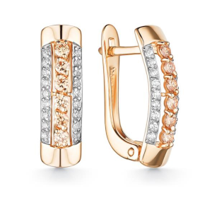 Золотые cерьги с фианитом