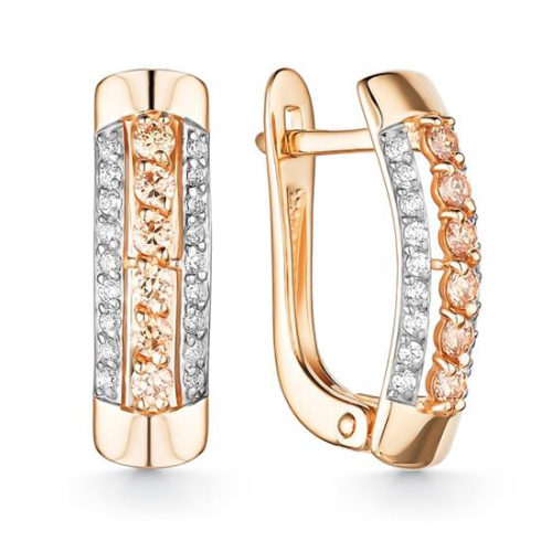 Золотые cерьги с фианитом