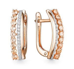 Золотые cерьги с фианитом