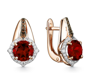 Золотые cерьги с гранатом