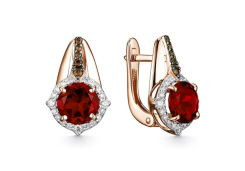 Золотые cерьги с гранатом